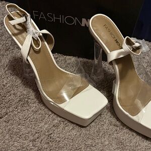 Fashion Nova Cream Block Heels